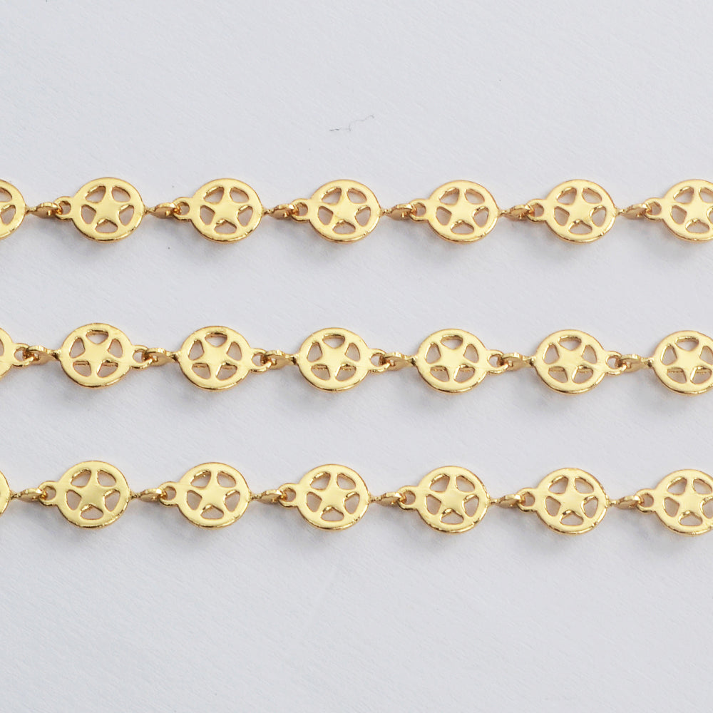 16 Feet Gold Plated Brass Hollow Round Chain, For Necklace Bracelet Jewelry Making, Wholesale Supply PJ493