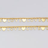 16 Feet Heart Gold Plated Brass LOVE Letter Chain, For Necklace Bracelet Jewelry Making, Wholesale Supply PJ512