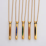 22" Gold Stainless Steel Natural Stone Perfume Bottle Necklace WX2153