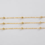 16 Feet Gold Plated Brass Ball Chain, 3mm Ball Bead Cable Chain, For Necklace Bracelet Jewelry Making, Wholesale Supply PJ497