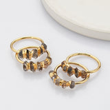 Gold Plated Multi Raw Herkimer Faceted Ring, Healing Crystal Quartz Ring G2098