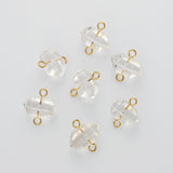 Hexagon Natural White Quartz Terminated Point Connector, Clear Crystal Stone Charm, Making Jewelry Craft AL609