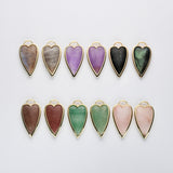 Wholesale Gold Plated Gemstone Long Heart Pendant, Faceted Crystal Stone Pendant WX2180