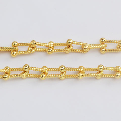 16 Feet Gold Plated Brass U Link Chain, Paper Clip Chain, For Necklace Bracelet Jewelry Making, Wholesale Supply PJ503