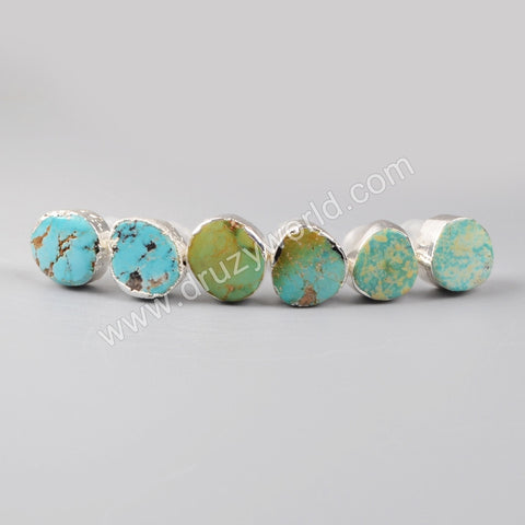 925 Sterling Silver Natural Freedom Turquoise Stud Earrings SS043