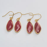 Gold Plated Rose Quartz Faceted Dangle Earrings G2059