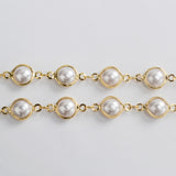 16 Feet Gold Plated Brass Round Pearl Chain, Pearl Bead Chain, For Necklace Bracelet Jewelry Making, Wholesale Supply PJ492