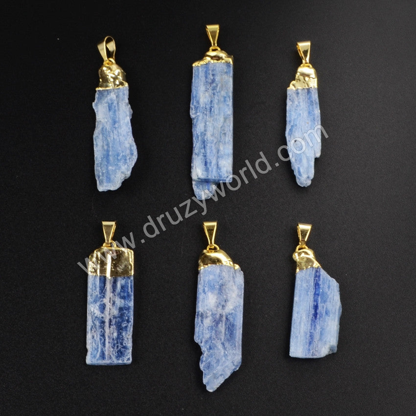 Gold Plated Rough Natural Kynite Pendant