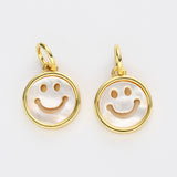 Wholesale Gold Plated Smile Face Natural White Shell Pendant, Small Size WX2173