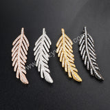 CZ Cubic Zirconia Long Feather Leave Link Pendant WX035