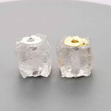 Gold / Silver Plated Cube Shape White Quartz Pendant Bead Raw Healing Crystal Stone Pendant Clear Quartz Square Spacer Beads WX2071