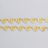 16 Feet Gold Plated Brass Hollow Heart Chain, For Necklace Bracelet Jewelry Making, Wholesale Supply PJ494