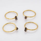 Gold Plated Tiny Raw Herkimer Diamond Ring, Healing Crystal Quartz Jewelry G2099