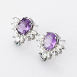 S925 Sterling Silver Moonstone Stud Earrings Zircon Studs, Healing Crystal Jewelry Earrings SS222ES