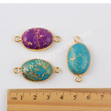 Sea Sediment Jasper Connector Fashion Jewelry Gold Plated G1956