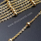 20" Gold Plated Finished Chain With 4mm Gold Spacer Beads PJ035