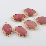 Red Wood Grain Connector Fashion Jewelry Making Gold Plated G1957