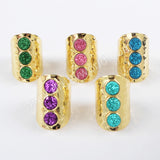 Gold Plated Bezel Three Round Titanium Rainbow Druzy Band Ring ZG0366