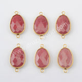 Red Wood Grain Connector Fashion Jewelry Making Gold Plated G1957