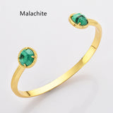 Gold Round Faceted Rainbow Gemstone Bangle, Healing Birthstone Cuff Bracelet Jewelry ZG0495