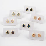 Teardrop Gold Plated Bezel Rainbow Titanium Druzy Studs Earrings ZG0276