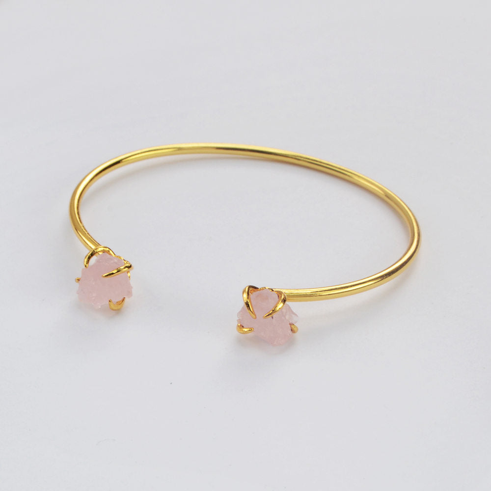rose quartz bracelet rose quartz cuff rose quartz jewelry crystal bracelet gift for woman