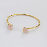 Natural Raw Crystals Bracelets Double-Stones Bracelets Claw Crystal Quartz Cuff Adjustable Bangle ZG0452