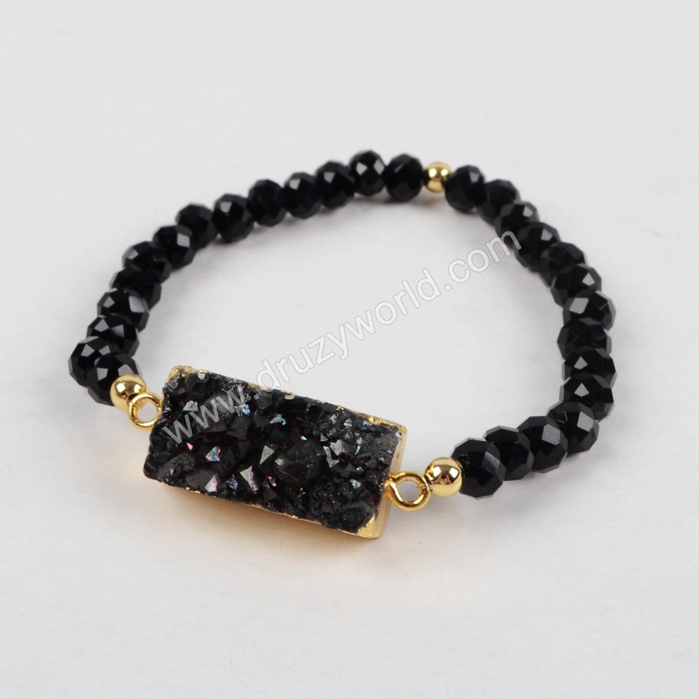Black Druzy Beads Bracelet