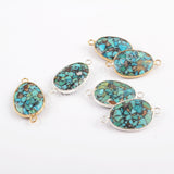 Copper Natural Turquoise Faceted Connector Fashion Jewelry Silver Plated S1716