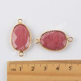 Red Wood Grain Connector Fashion Jewelry Making Gold Plated G1957