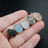 Gold Plated Teardrop Rainbow Titanium Druzy Charm G1180