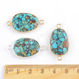 Copper Natural Turquoise Faceted Connector Fashion Jewelry Silver Plated S1716