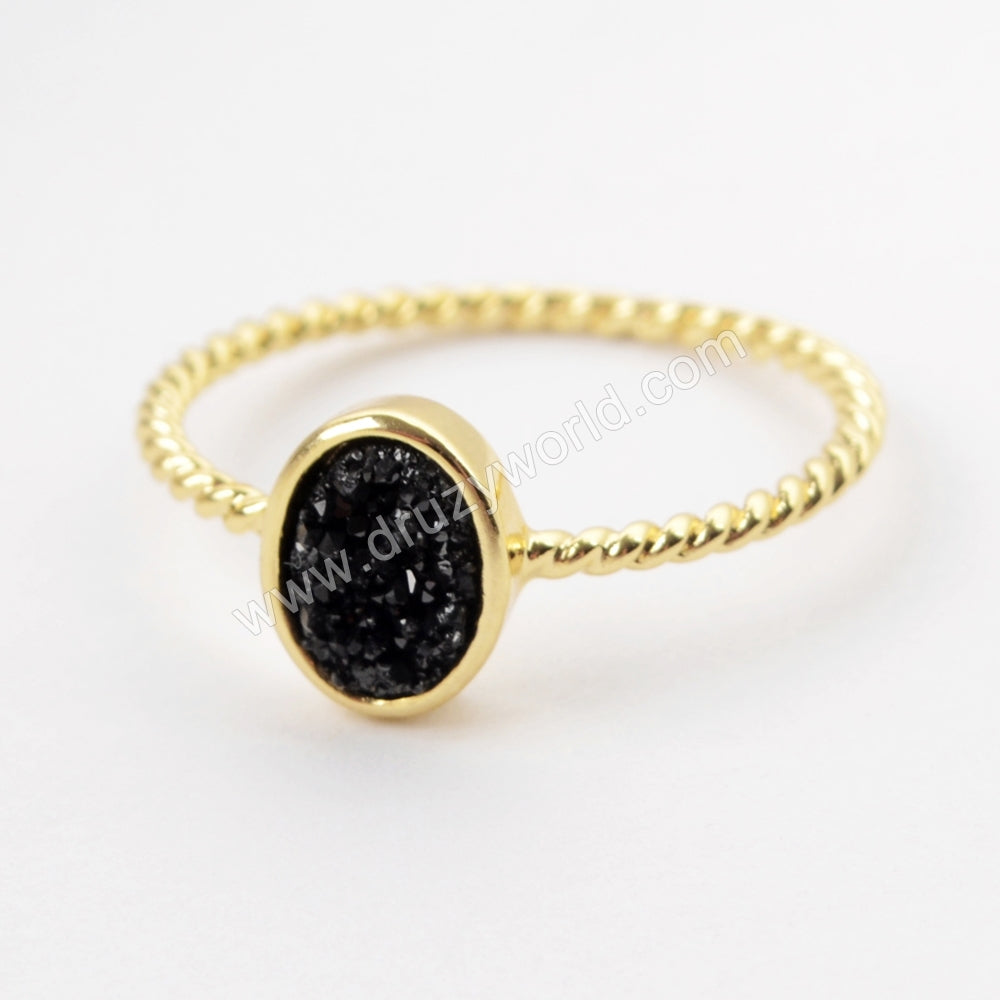 Black Druzy Ring