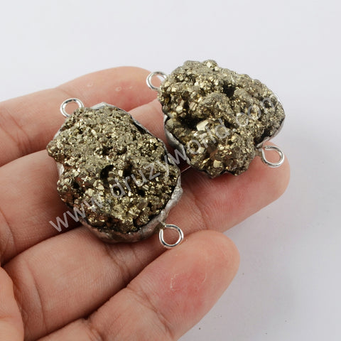 Pyrite Silver Planting Connector Women Jewelry Silver Plated S1938