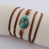 Gold Plated Copper Turquoise Wrap Bracelet HD0023