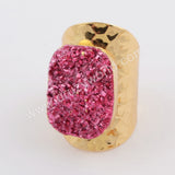 Gold Plated Natural Agate Titanium Rainbow Druzy Band Ring G1737