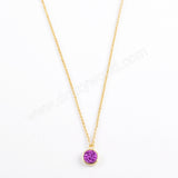 24" Adjustable Gold Plated Bezel Round Rainibow Titanium Druzy Necklace ZG0370