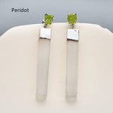 Silver Plated Claw Raw Crystal Chips & Selenite Bar Stud Earrings, Healing Gemstone Jewelry, Boho Stone Earrings ZS0491