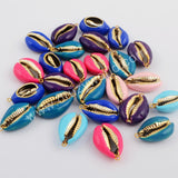 Gold Rainbow Plated Cowrie Shell Pendant WX1075