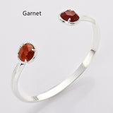 Silver Round Gemstone Bracelet, Faceted Healing Stone Cuff Bracelet Jewelry ZS0495