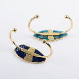 Slice Agate Bangle Bracelet For Women Gold Plated WX1053