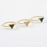 Triangle Natural Agate Titanium Rainbow Druzy Bezel Ring Gold Plated ZG0290