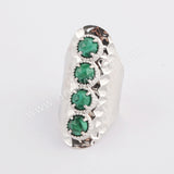 Silver Plated Four Gemstone Ring, Long Band Open Ring, Boho Jewelry ZS0394