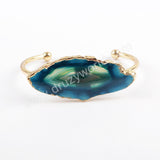 Slice Agate Bangle Bracelet For Women Gold Plated WX1053