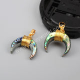 Wire Wrap Double Horn Gold Pendant G1123