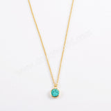 24" Adjustable Gold Plated Bezel Round Rainibow Titanium Druzy Necklace ZG0370