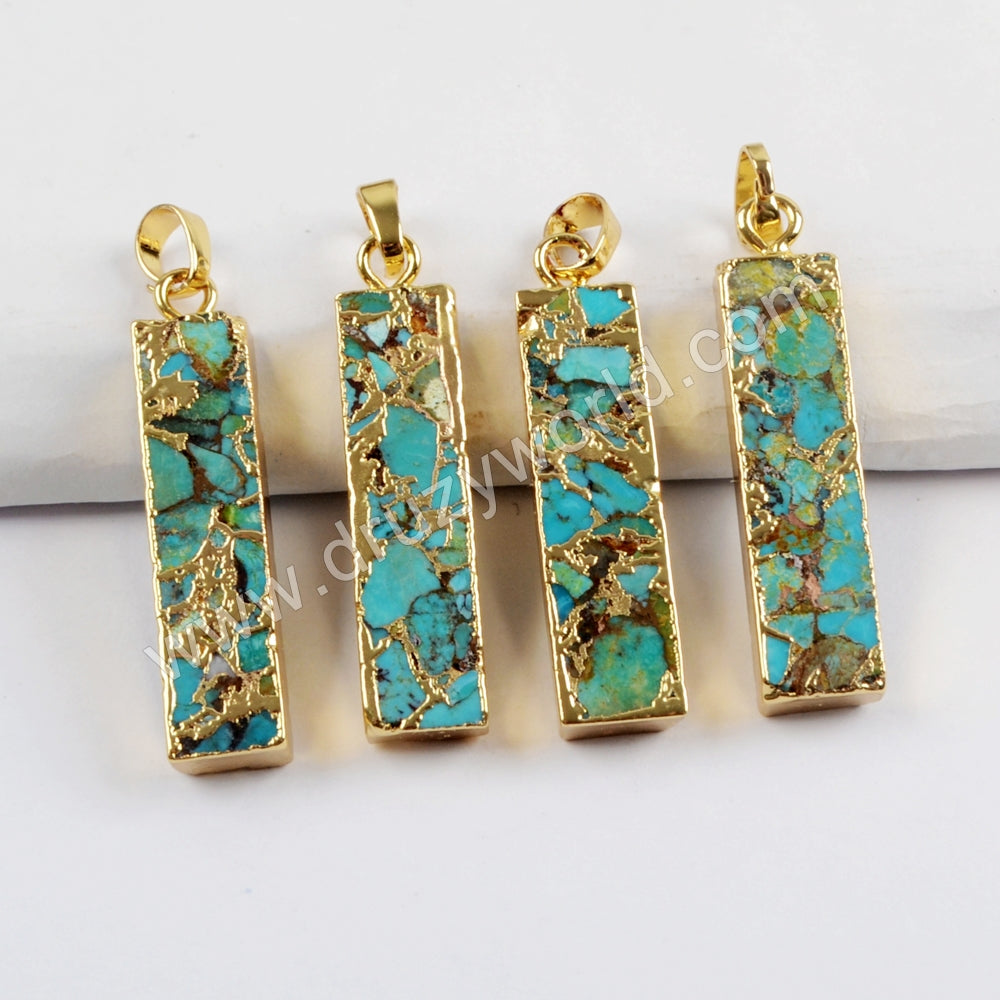 Copper Turquoise Pendant For Handmade Jewelry Silver Plated S1659
