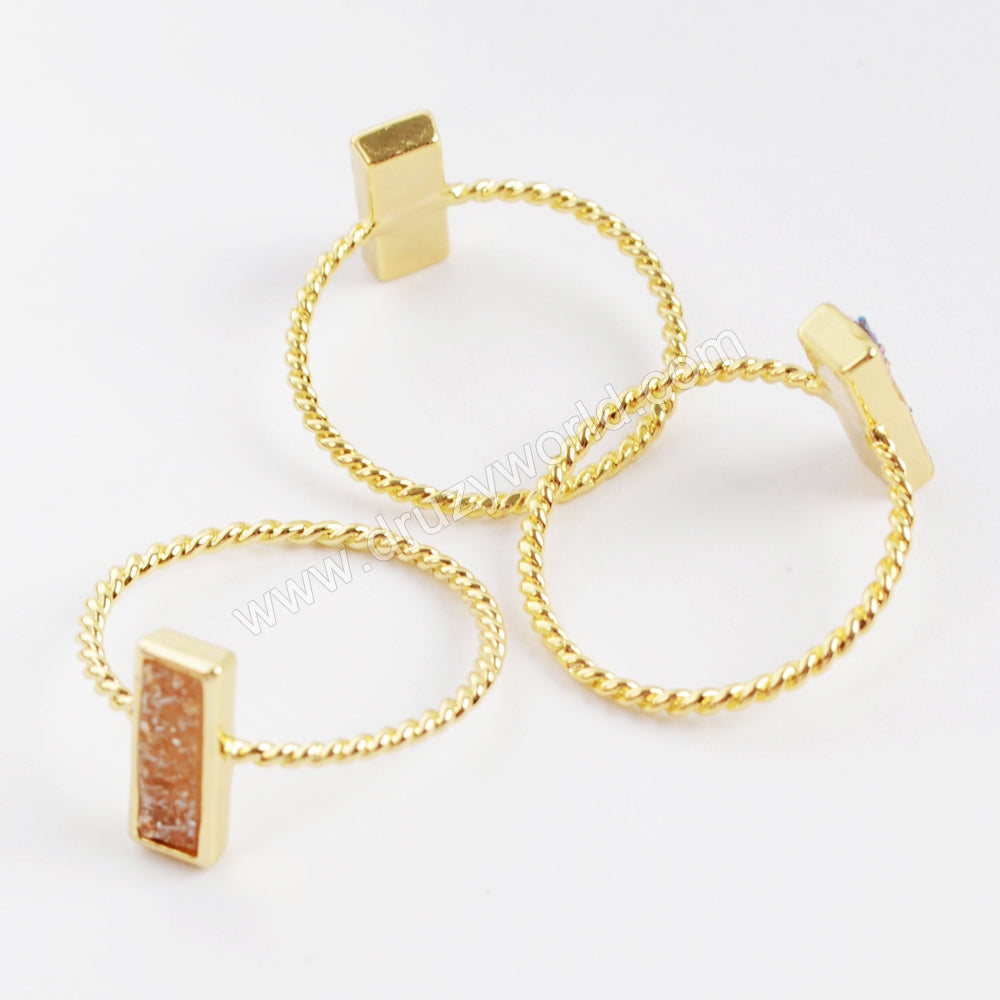 Rectangle Ring Gold,Lovely Ring For Girls