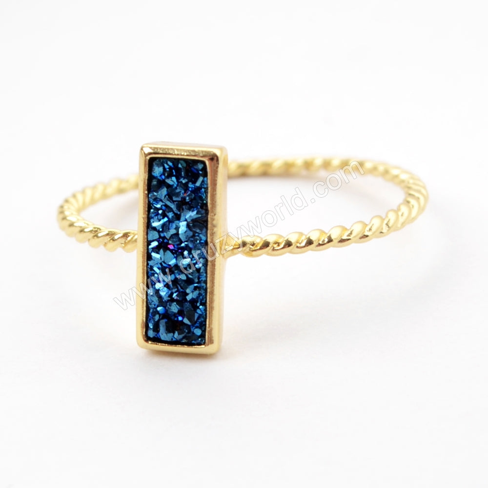Blue Druzy Agate Ring
