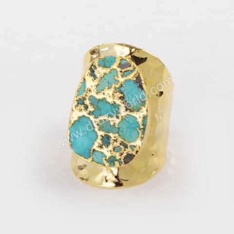 Copper Turquoise Band Ring Gold Plated  G1284
